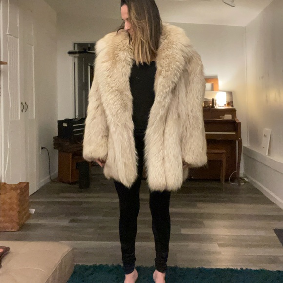 Blonde vintage fox fur coat - Picture 6 of 17